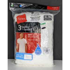 Hanes 3 Pack White Tagless TShirt Mens Size 3XL New